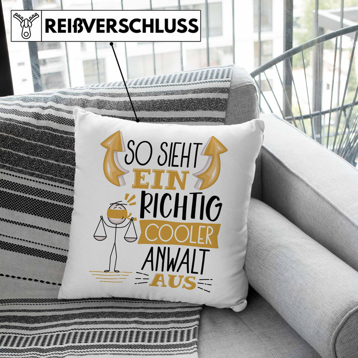 Anwalt Kissen mit Füllung 40x40 Geschenk So Sieht Ein RIchtig Cooler Anwalt Aus Geschenkidee Lustiger Spruch Geburtstag (Grau) Rosa Trendation