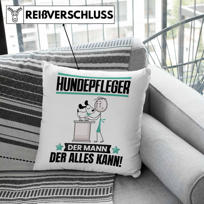Hundepfleger Kissen mit Füllung 40x40 Geschenk für Hundepfleger Der Mann Der Alles Kann Geschenkidee zum Geburtstag (Grau) Rosa Trendation