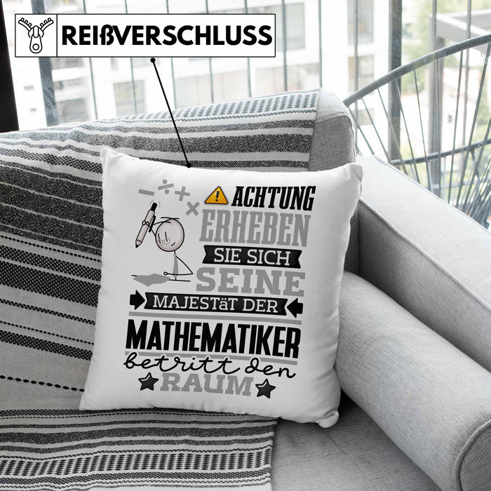 Mathematiker Geschenk Kissen mit Füllung 40x40 Lustiger Spruch Erheben Sie Sich Der Mathematiker Betritt den Raum (Grau) Rosa Trendation