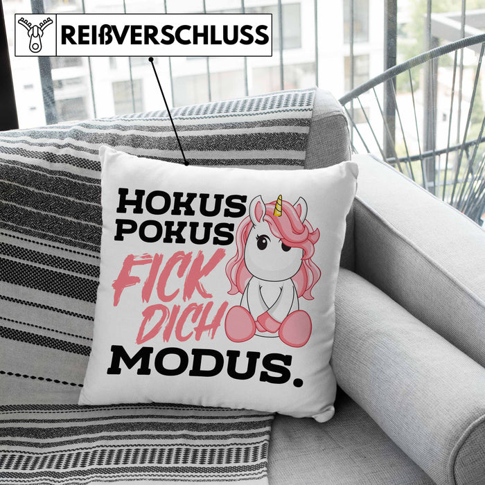 Lustige Ich Hasse Menschen Kissen mit Füllung 40x40 Mit Spruch Einhorn Geschenk Mama Freundin Kollegin Geschenkidee Arbeit Frauen (Grau) Rosa Trendation