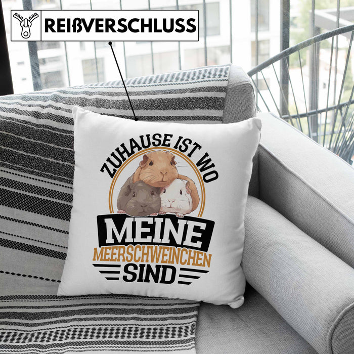 Meerschweinchen Geschenk Kissen mit Füllung 40x40 Spruch Meerschweinchen-Besitzerin Geschenkidee (Grau) Grün Trendation