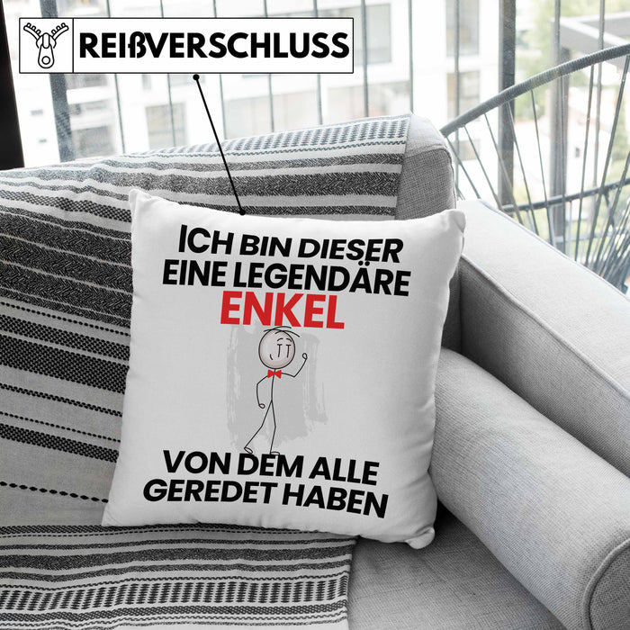 Enkel Geschenk Kissen mit Füllung 40x40 Lustige Geschenkidee Geburtstag für Enkel Ich Bin Dieser Legendäre Enkel Von Dem Alle Geredet Haben (Grau) Grün Trendation
