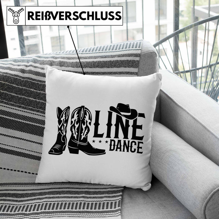 Line Dance Kissen mit Füllung 40x40 Geschenk Spruch Linedance KafffeeKissen mit Füllung 40x40 Spruch (Grau) Grün Trendation