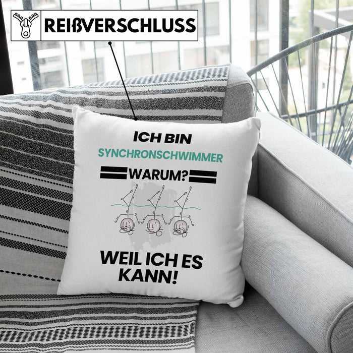 Synchronschwimmer Geschenk Kissen mit Füllung 40x40 Lustiger Spruch Ich Bin Synchronschwimmer Warum Weil Ich Es Kann Geschenkidee Bester Synchronschwimmer Geburtstag (Grau) Grün Trendation