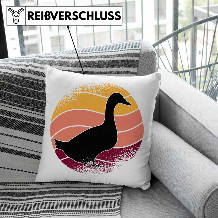 Ente Geschenk Vintage Kissen mit Füllung 40x40 Geschenk Retro Bauernhof Enten (Grau) Rosa Trendation