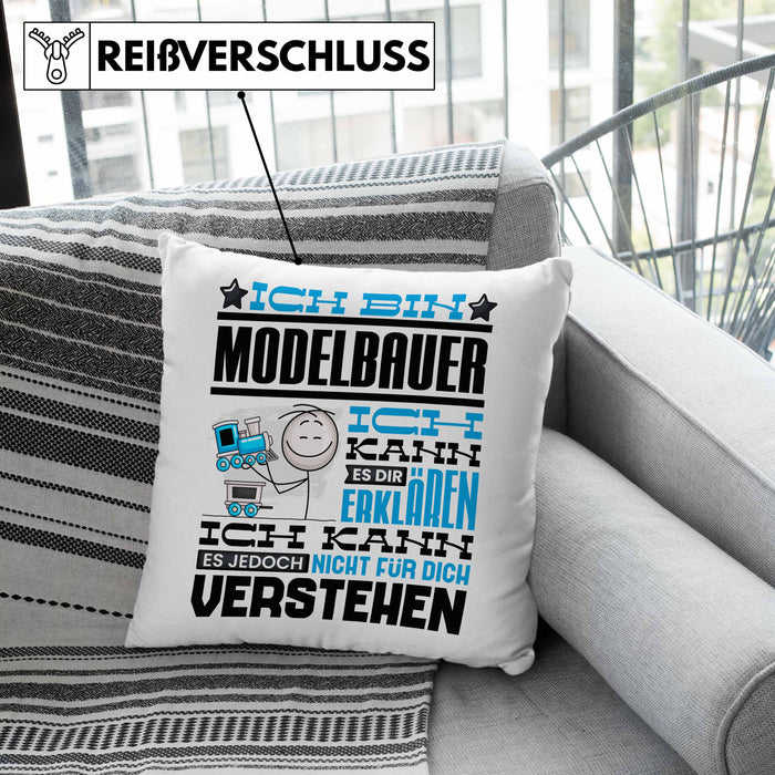 Modelbauer Geschenk Kaffee-Kissen mit Füllung 40x40 Geschenkidee für Modelbauer Ich Bin Modelbauer Ich Kann Es Dir Erklären Jedoch Nicht Für Dich Verstehen Spruch Lustig (Grau) Grün Trendation