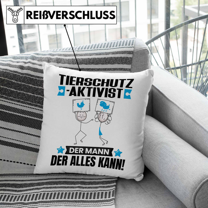 Tierschutzaktivist Kissen mit Füllung 40x40 Geschenk für Tierschutzaktivist Der Mann Der Alles Kann Geschenkidee zum Geburtstag (Grau) Grün Trendation