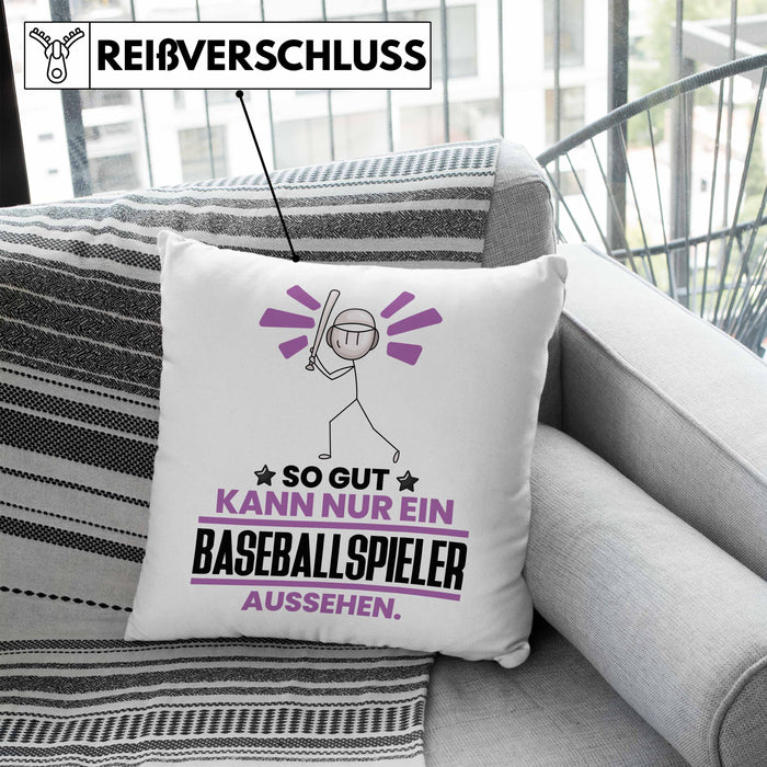 Baseballspieler Geschenk Kissen mit Füllung 40x40 So Gut Kann Nur Ein Baseballspieler Aussehen Geschenkidee (Grau) Blau Trendation