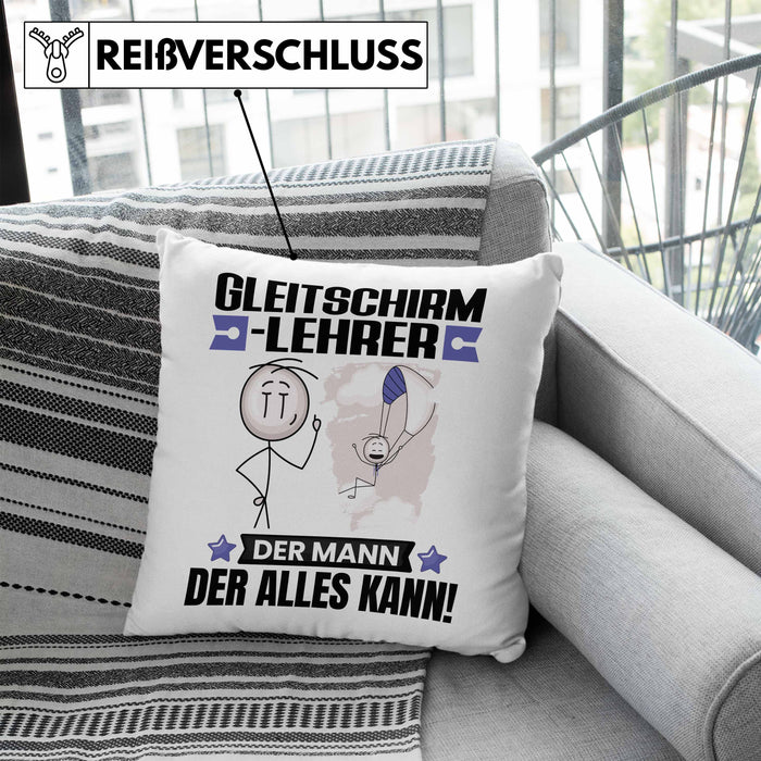 Gleitschirmlehrer Kissen mit Füllung 40x40 Geschenk für Gleitschirmlehrer Der Mann Der Alles Kann Geschenkidee zum Geburtstag (Grau) Blau Trendation