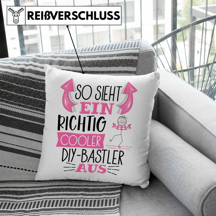 So Sieht Ein Richtig Cooler DIY-Bastler Aus Geschenk Kissen mit Füllung 40x40 Lustiger Spruch Geschenkidee (Grau) Blau Trendation