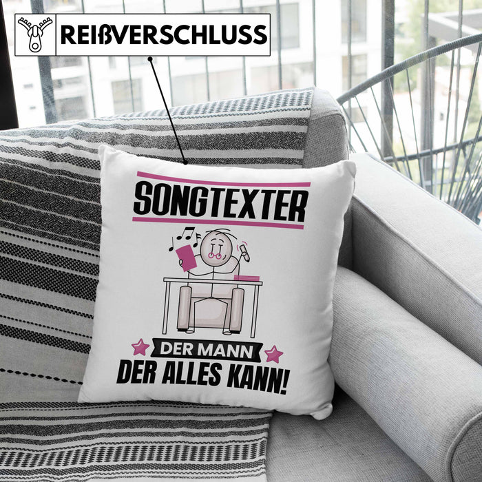 Songtexter Kissen mit Füllung 40x40 Geschenk für Songtexter Der Mann Der Alles Kann Geschenkidee zum Geburtstag (Grau) Grün Trendation