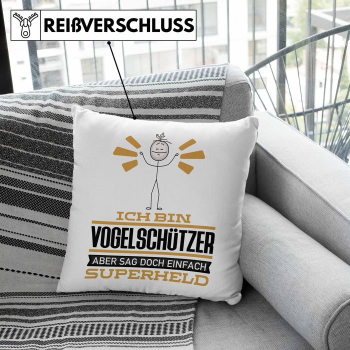 Vogelschützer Geschenk Kissen mit Füllung 40x40 Ich Bin Vogelschützer Aber Sag Doch Einfach Superheld Lustige Geschenkdiee für Vogelschützer (Grau) Grün Trendation