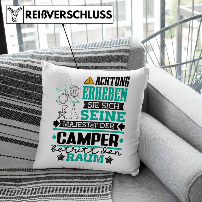 sprüche für camper Camper Geschenk Kissen mit Füllung 40x40 Lustiger Spruch Erheben Sie Sich Der Camper Betritt den Raum — TrendationStore