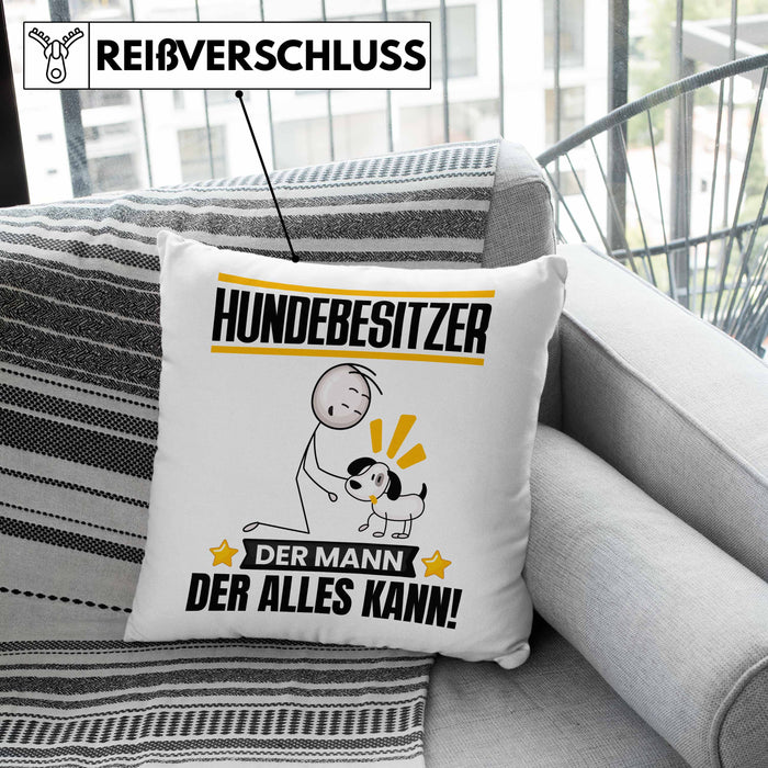 Hundebesitzer Kissen mit Füllung 40x40 Geschenk für Hundebesitzer Der Mann Der Alles Kann Geschenkidee zum Geburtstag (Grau) Rosa Trendation