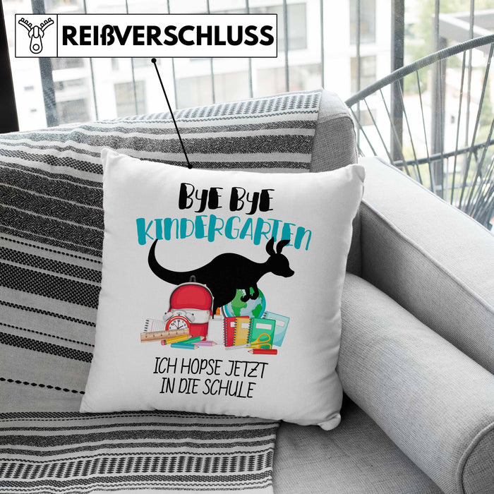 Schulkind 2024 Einschulung Mädchen Junge Geschenk Schultüte Kissen mit Füllung 40x40 Schulstart 1. Schultag Schuleinführung Schulanfang Geschenkidee (Grau) Grau Trendation