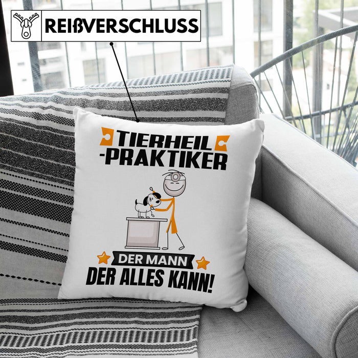 Tierheilpraktiker Kissen mit Füllung 40x40 Geschenk für Tierheilpraktiker Der Mann Der Alles Kann Geschenkidee zum Geburtstag (Grau) Rosa Trendation
