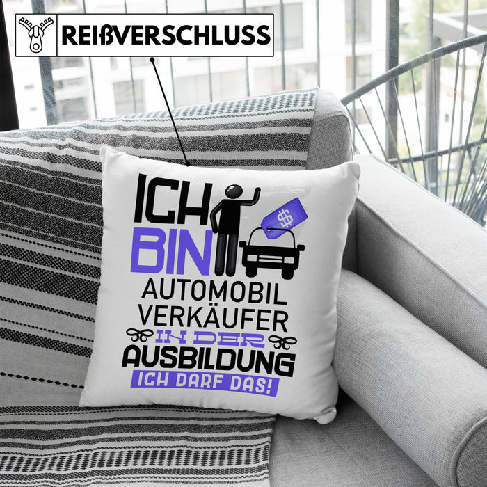 Automobilverkäufer Ausbildung Kissen mit Füllung 40x40 Geschenk Ich Bin Automobilverkäufer In Der Ausbildung Ich Darf Das Geschenkidee Spruch (Grau) Blau Trendation
