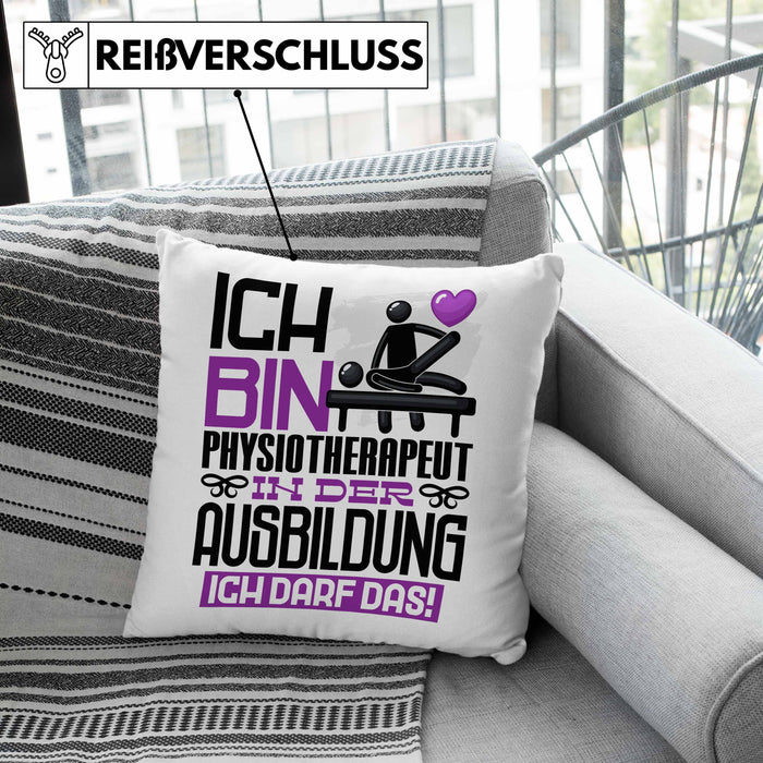 Physiotherapeut Ausbildung Kissen mit Füllung 40x40 Geschenk Ich Bin Physiotherapeut In Der Ausbildung Ich Darf Das Geschenkidee Spruch (Grau) Grau Trendation