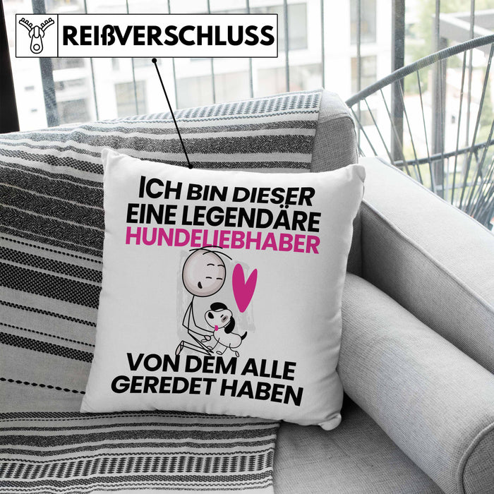 Hundeliebhaber Geschenk Kissen mit Füllung 40x40 Lustige Geschenkidee Geburtstag für Hundeliebhaber Ich Bin Dieser Legendäre Hundeliebhaber Von Dem Alle Geredet Haben (Grau) Blau Trendation