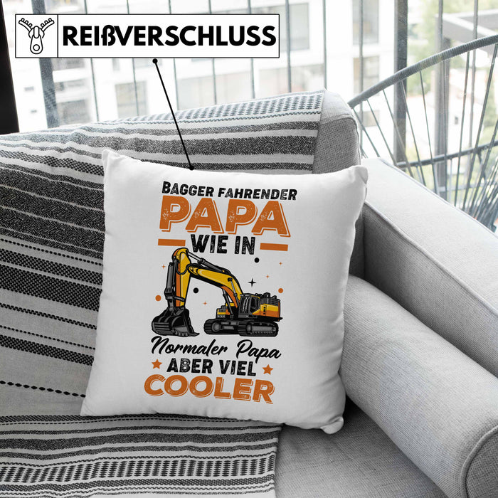 Baggerfahrer Papa Kissen mit Füllung 40x40 Geschenk Baggerfahrender Papa Wie Ein Normaler Papa Aber Viel Cooler Geschenkidee Vatertag Baustelle (Grau) Grau Trendation