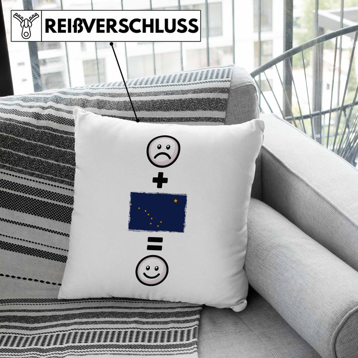 Alaska Kissen mit Füllung 40x40 Geschenk für Alaska-Liebhaber Urlaub Lustige Geschenkidee :( + Alaska Flagge = :) Geburtstag (Grau) Grau Trendation