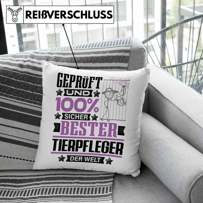 Tierpfleger Geschenk Lustiger Spruch für Tierpfleger Geschenkidee Bester Tierpfleger Der WeltKissen mit Füllung 40x40 (Grau) Rosa Trendation