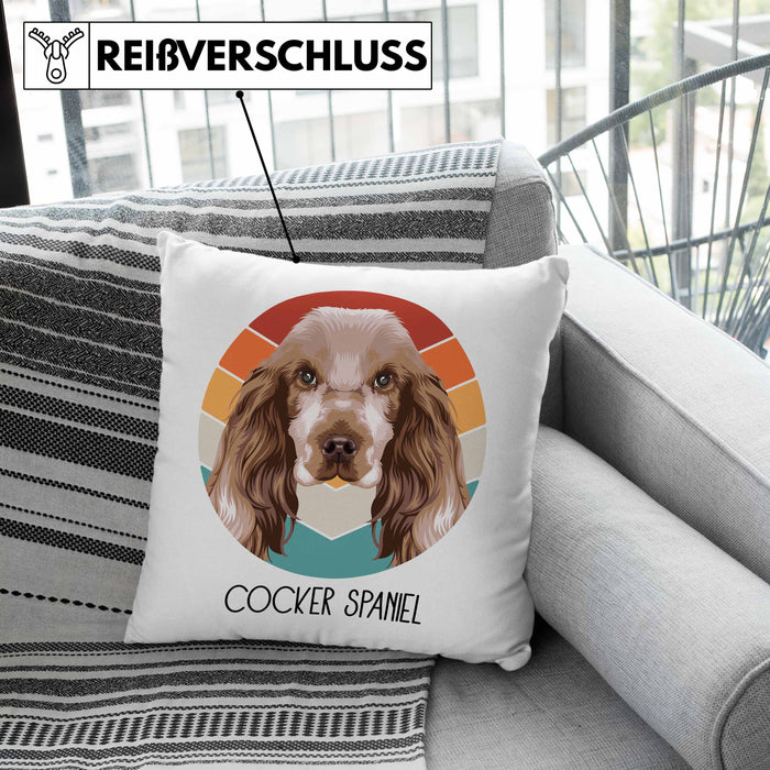 Cocker Spaniel Besitzer Kissen mit Füllung 40x40 Geschenk Lustiger Spruch Geschenkidee Cocker Spaniel Mama Papa (Grau) Grün Trendation