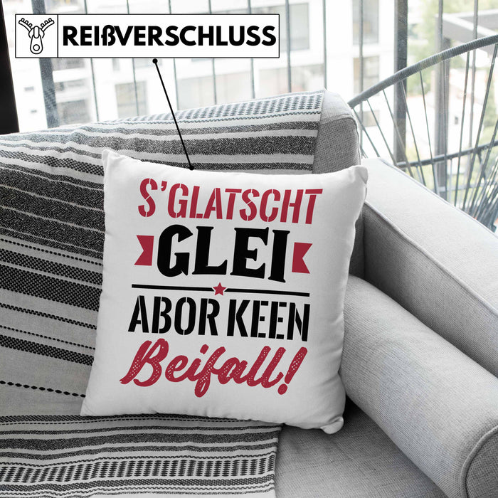 Sachsen Kissen mit Füllung 40x40 Sprüche "Es klatscht glei" Sächsisch Ossi Geschenk Kaffee-Kissen mit Füllung 40x40 (Grau) Grün Trendation