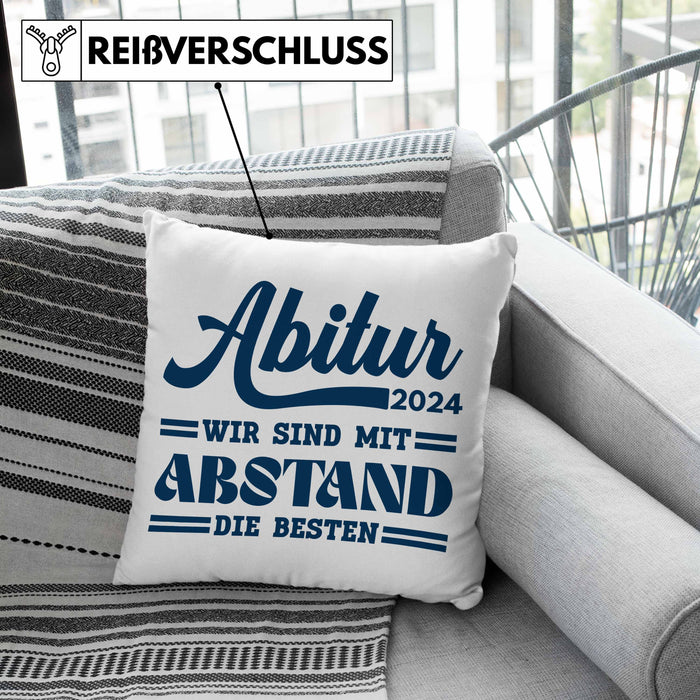 Abi 2024 Kissen mit Füllung 40x40 Geschenk Abi Bestanden Abitur Abschluss Geschenkidee (Grau) Grün Trendation