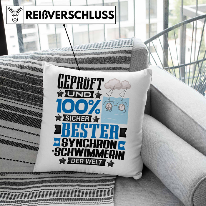 Synchronschwimmerin Geschenk Lustiger Spruch für Synchronschwimmerin Geschenkidee Bester Synchronschwimmerin Der WeltKissen mit Füllung 40x40 (Grau) Grün Trendation
