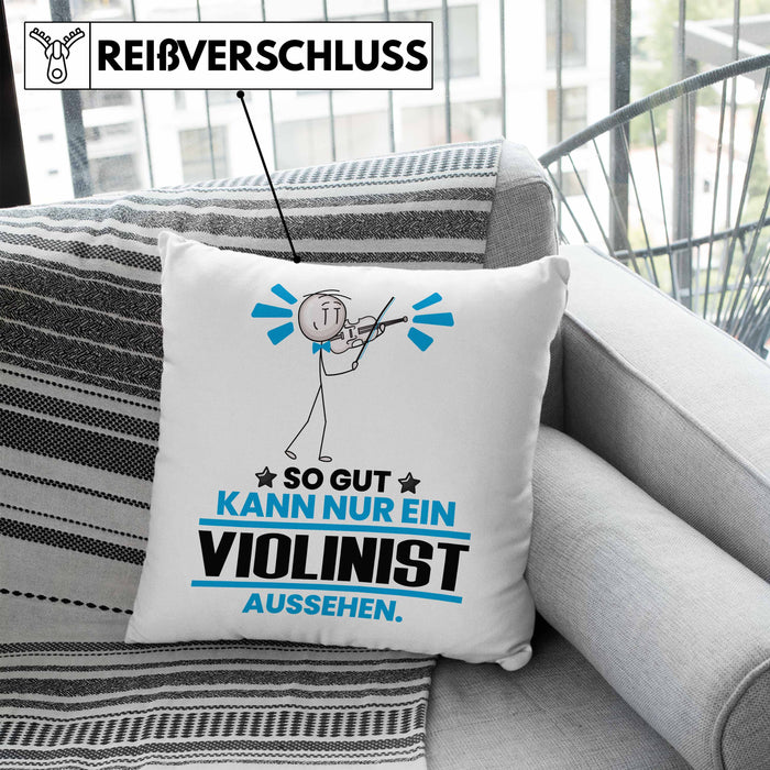 Violinist Geschenk Kissen mit Füllung 40x40 So Gut Kann Nur Ein Violinist Aussehen Geschenkidee (Grau) Blau Trendation