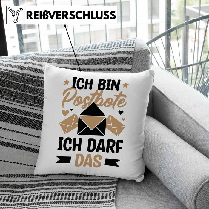 Postbote Geschenk Kissen mit Füllung 40x40 Spruch Ich Bin Postbote Ich Darf Das (Grau) Grau Trendation