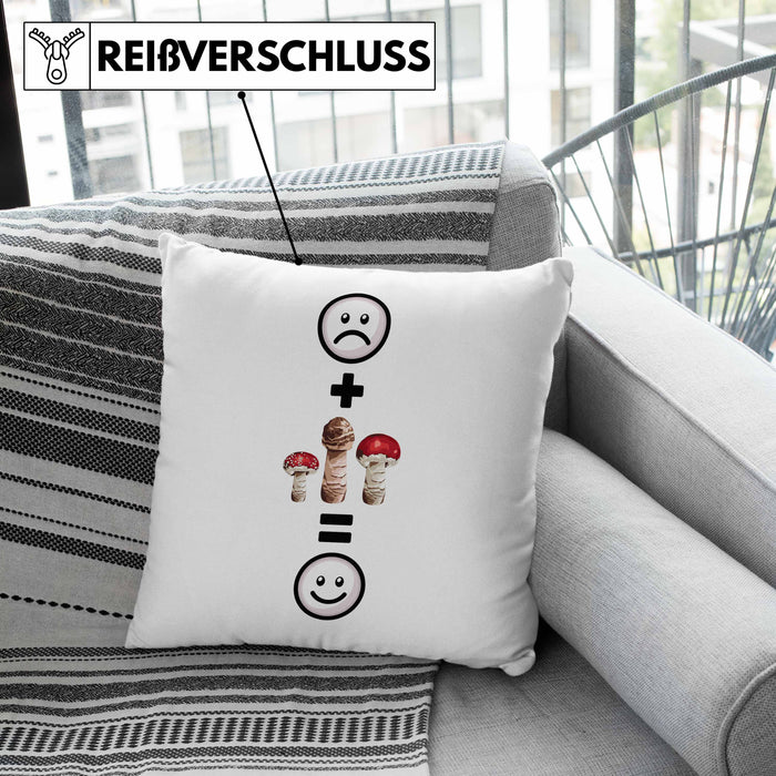 Pilze Sammlen Kissen mit Füllung 40x40 Geschenk für Pilzsammler :( + Pilze = :) Lustige Geschenkidee Geburtstag (Grau) Grau Trendation