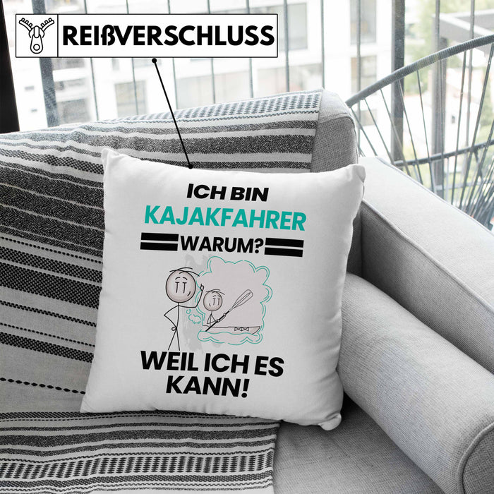Kajakfahrer Geschenk Kissen mit Füllung 40x40 Lustiger Spruch Ich Bin Kajakfahrer Warum Weil Ich Es Kann Geschenkidee Bester Kajakfahrer Geburtstag (Grau) Blau Trendation