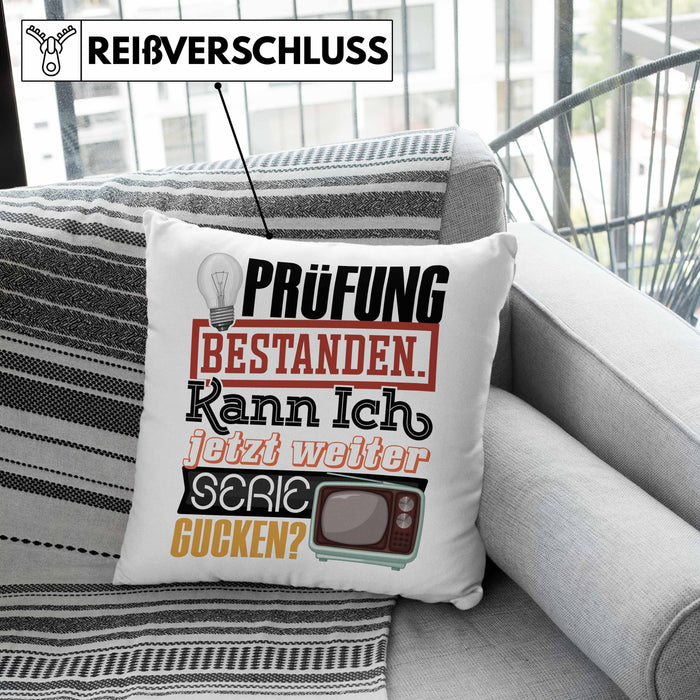 Bachelor Master Prüfung Bestanden Geschenk Kissen mit Füllung 40x40 Studium Prüfung Bestanden Kann Ich Jetzt Weiter Serie Gucken (Grau) Grün Trendation