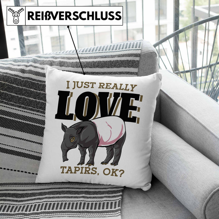 Lustige Tapir Kissen mit Füllung 40x40 Geschenk Tapir Liebhaber (Grau) Grau Trendation