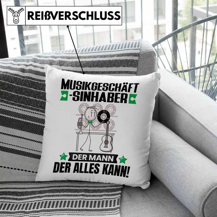 Musikgeschäftsinhaber Kissen mit Füllung 40x40 Geschenk für Musikgeschäftsinhaber Der Mann Der Alles Kann Geschenkidee zum Geburtstag (Grau) Blau Trendation