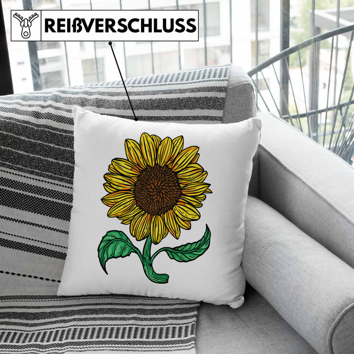 Lustige Sonnenblume Kissen mit Füllung 40x40 Geschenk für Sonnenblumenliebhaber (Grau) Rosa Trendation
