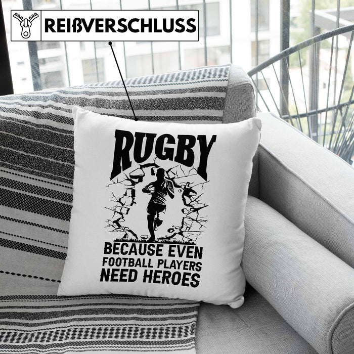 Rugby Kissen mit Füllung 40x40 Geschenk Spruch Geschenkidee für Rugbyspieler (Grau) Rosa Trendation