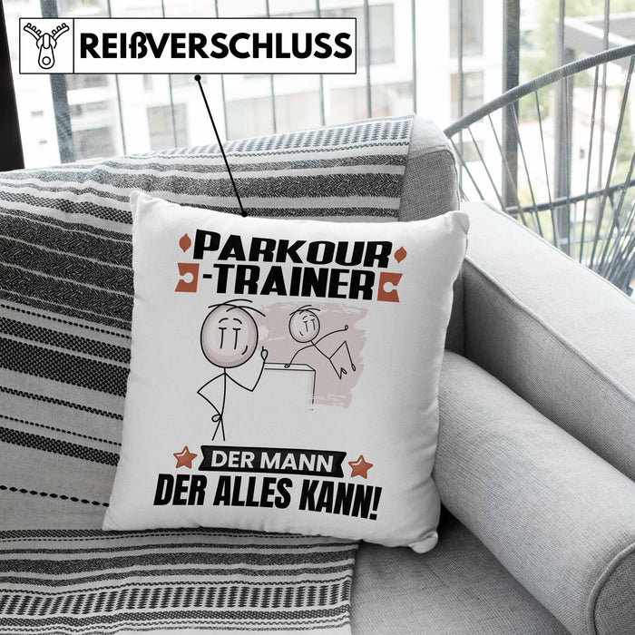 Parkour-Trainer Kissen mit Füllung 40x40 Geschenk für Parkour-Trainer Der Mann Der Alles Kann Geschenkidee zum Geburtstag (Grau) Rosa Trendation