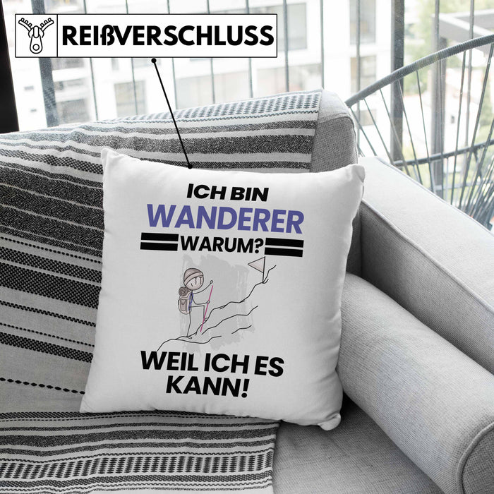 Wandern Geschenk Kissen mit Füllung 40x40 Lustiger Spruch Ich Bin Wandern Warum Weil Ich Es Kann Geschenkidee Bester Wandern Geburtstag (Grau) Grün Trendation