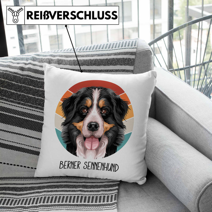 Berner Sennen Besitzer Kissen mit Füllung 40x40 Geschenk Lustiger Spruch Geschenkidee Berner Sennen Mama Papa (Grau) Grün Trendation