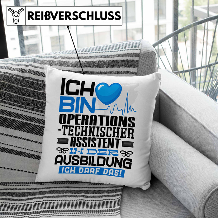 Operationstechnischer Assistent Ausbildung Kissen mit Füllung 40x40 Geschenk Ich Bin Operationstechnischer Assistent In Der Ausbildung Ich Darf Das Geschenkidee Spruch (Grau) Rosa Trendation