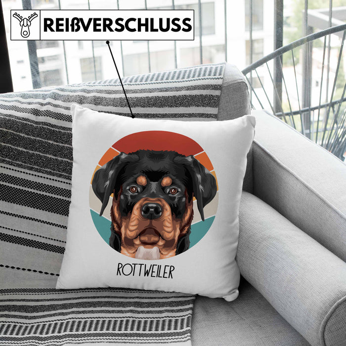 Rottweiler Besitzer Kissen mit Füllung 40x40 Geschenk Lustiger Spruch Geschenkidee Rottweiler Mama Papa (Grau) Grau Trendation