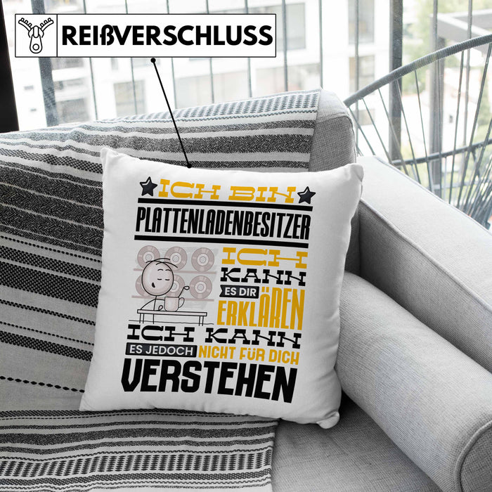 Plattenladenbesitzer Geschenk Kissen mit Füllung 40x40 Lustige Geschenkdiee für einen Plattenladenbesitzer Geburtstag Ich Bin Plattenladenbesitzer Ich Kann Es Dir Erklären Aber Nicht Für Dich Verstehen (Grau) Rosa Trendation