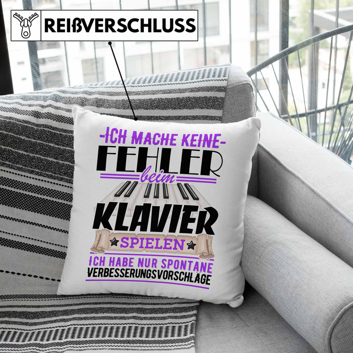 Klavier-Spieler Kissen mit Füllung 40x40 Geschenk Piano Ich Mache Keine Fehler (Grau) Grün Trendation