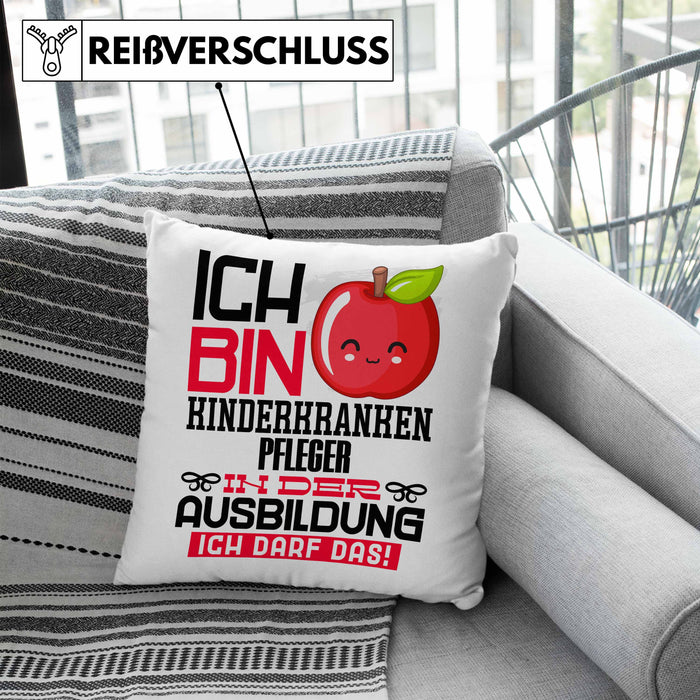 Kinderkrankenpfleger Ausbildung Kissen mit Füllung 40x40 Geschenk Ich Bin Kinderkrankenpfleger In Der Ausbildung Ich Darf Das Geschenkidee Spruch (Grau) Blau Trendation