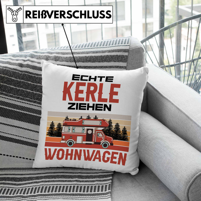 camping geschenke männer Echte Kerle Ziehen Wohnwagen Camper Kissen mit Füllung 40x40 Geschenke Wohnmobil für Männer Campingwagen Geschenkidee Zubehör Camping Opa Oma Rentner Lustig — TrendationStore