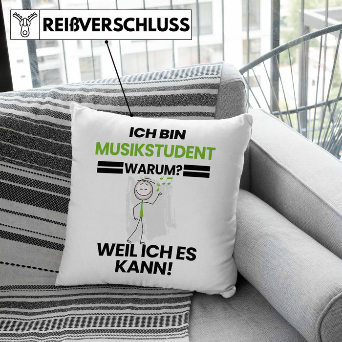 Musikstudent Geschenk Kissen mit Füllung 40x40 Lustiger Spruch Ich Bin Musikstudent Warum Weil Ich Es Kann Geschenkidee Bester Musikstudent Geburtstag (Grau) Rosa Trendation