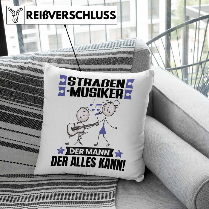 Straßenmusiker Kissen mit Füllung 40x40 Geschenk für Straßenmusiker Der Mann Der Alles Kann Geschenkidee zum Geburtstag (Grau) Grün Trendation